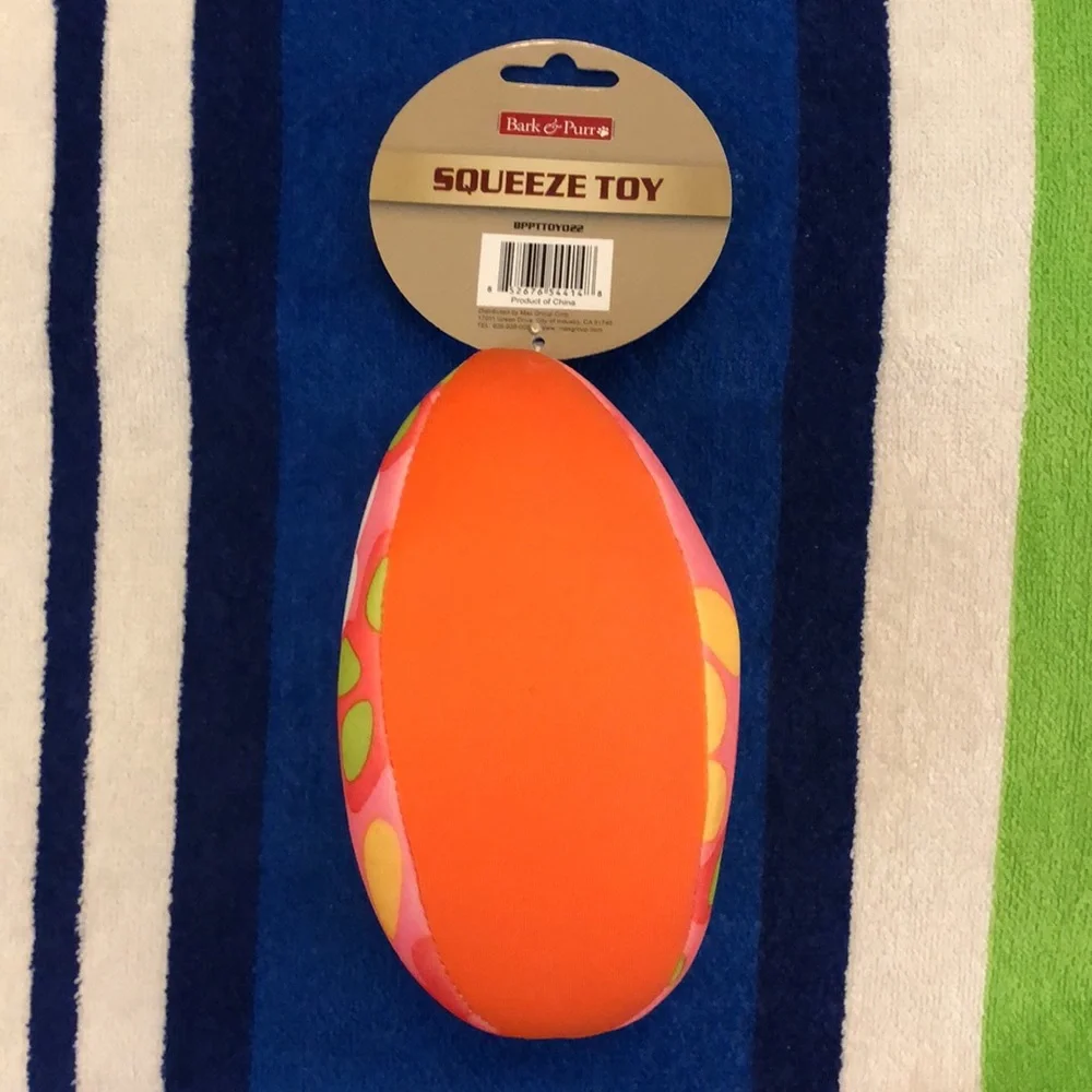 Bark & Purr Squeeze Dog Toy Floral Aloha Print Football Squeaky 7”x 3.5” New NWT